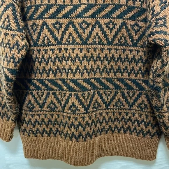 AERIE |Fair Isle | Aztec Pattern | Oversized Quarter Zip |Brown/Black |Size XS - Picture 3 of 16